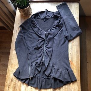 Mystree Charcoal Ruffled Jacket